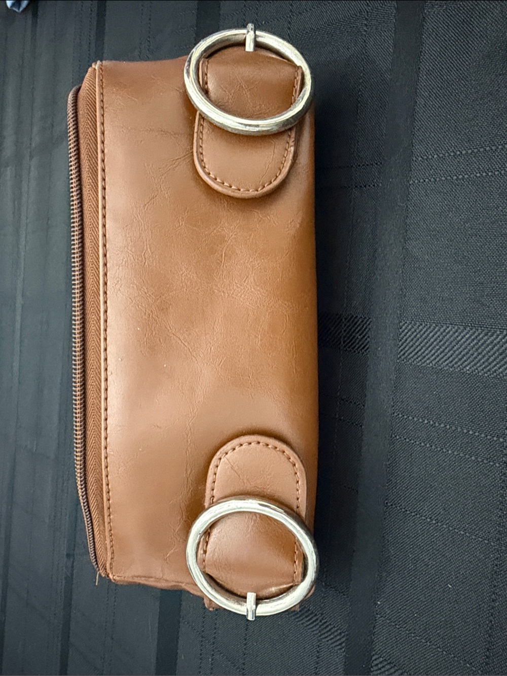 Classic Tan Leather Bag with Silver Rings